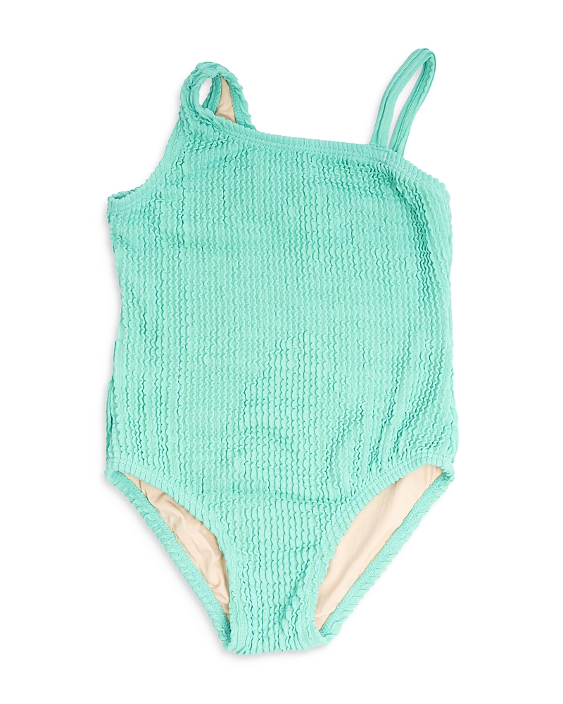 Shade Critters Girls' One Shoulder Textured Crinkle One Piece Swimsuit - Little Kid, Big Kid In Green