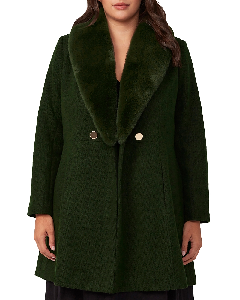 Estelle Plus Grammys Faux Fur Trimmed Coat In Olive