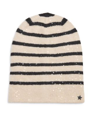 Jocelyn - Star Charm Sequin Striped Beanie