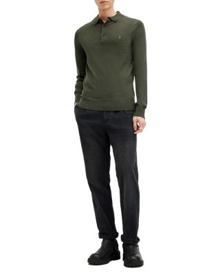 Mode Regular Fit Merino Wool Long Sleeve Polo Sweater