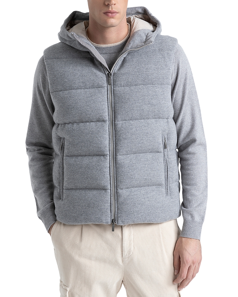 Peserico Zip Front Down Vest In Gray