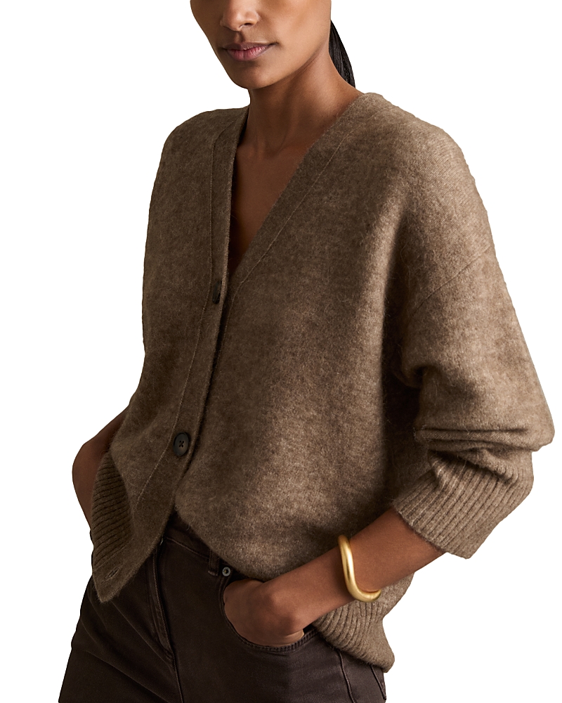 Reiss Mink Alpaca Wool-blend Brushed Cardigan In Mink