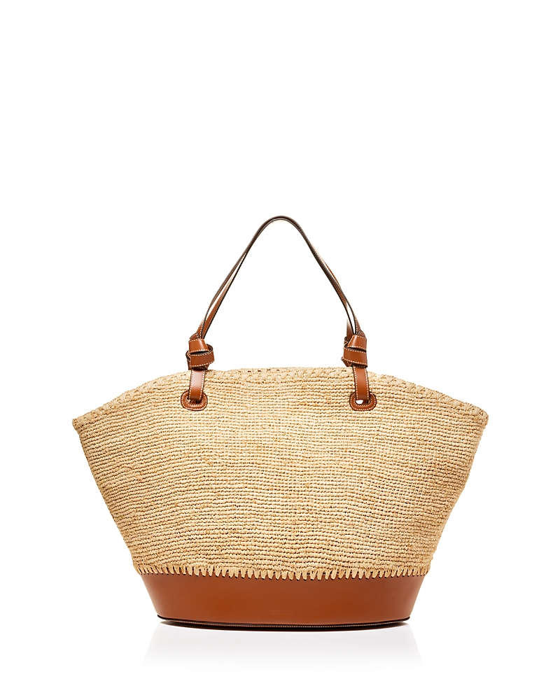 Staud Squillo Large Raffia Tote In Natural/tan
