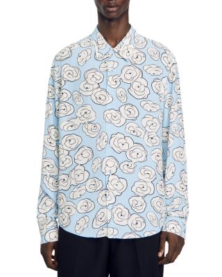美品 Sandro サンドロ シルク100% タトゥー 総柄シャツ Sandro Dusty Flowers Printed Button Down Shirt | Smart Closet