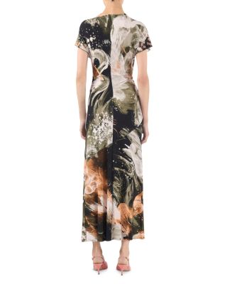 Brushstroke Printed Jersey Maxi Dress