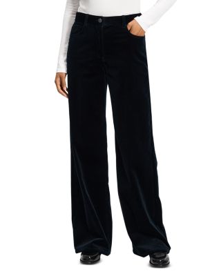 Theory - 5 Pocket High Rise Stretch Straight Leg Velvet Jeans in Baltic