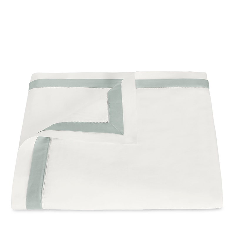 Matouk Ambrose 600 Thread Count Cotton Sateen Duvet Cover In Bone/celadon