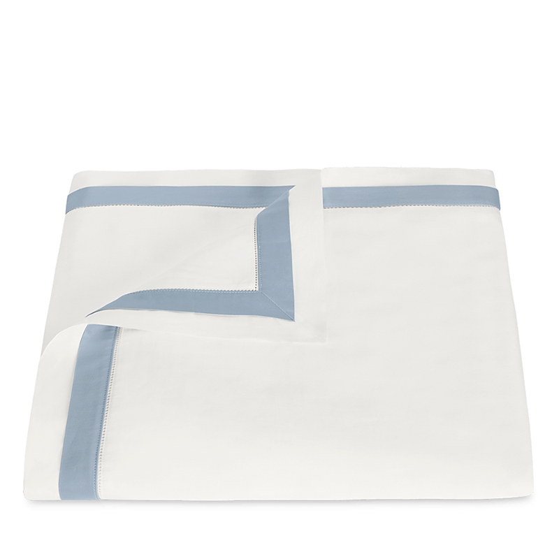 Matouk Ambrose Sateen Duvet Cover, Full/queen In Bone/hazy Blue