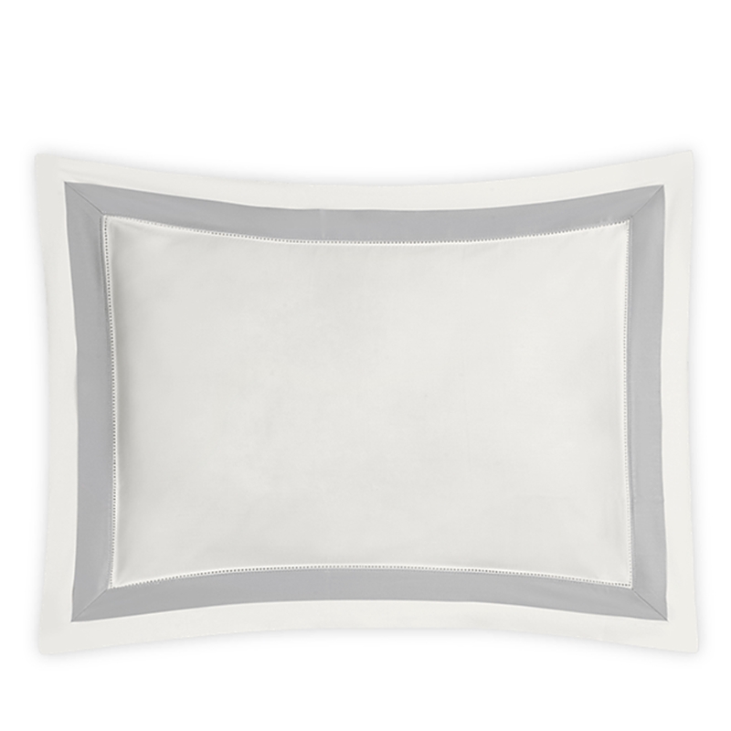 Matouk Ambrose 600 Thread Count Egyptian Cotton Sham In Bone/silver