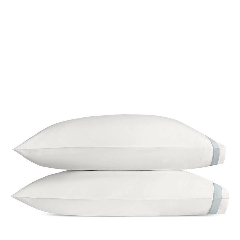 Matouk Ambrose Sateen Standard Pillowcase, Pair In Bone/pool