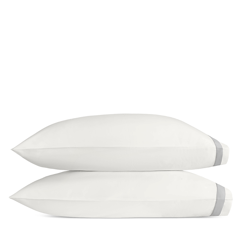 Matouk Ambrose Sateen Standard Pillowcase, Pair In Bone/silver