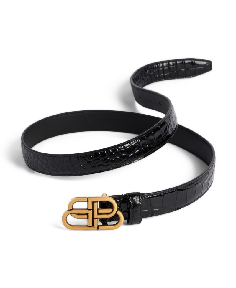 Balenciaga Women's Bb Thin Belt in Black