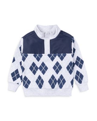 Miles The Label - Boys' Navy Argyle Print Sweatshirt  - Little Kid, Big Kid