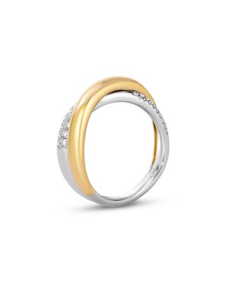 Diamond Crossover Ring in 14K Yellow & White Gold, 0.20 tcw 