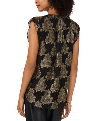 V Neck Flutter Sleeve Blouse