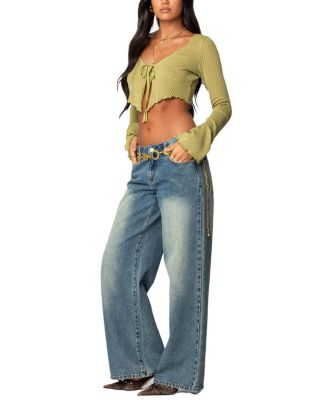 Bekkah Ribbed Knit Tie Front Top