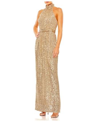 gold sequin maid of honor dress Scoop Neck Gown 0 / GOLD Modest Glitter Sequin Dresses Mix gold sequin maid of honor