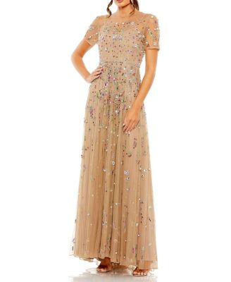 Mac Duggal - Embellished Sequin Detail A-Line Gown