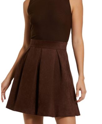 Sleeveless Mesh And Suede A Line Mini Dress