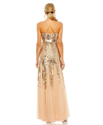 Sleeveless Sequin Mesh Gown