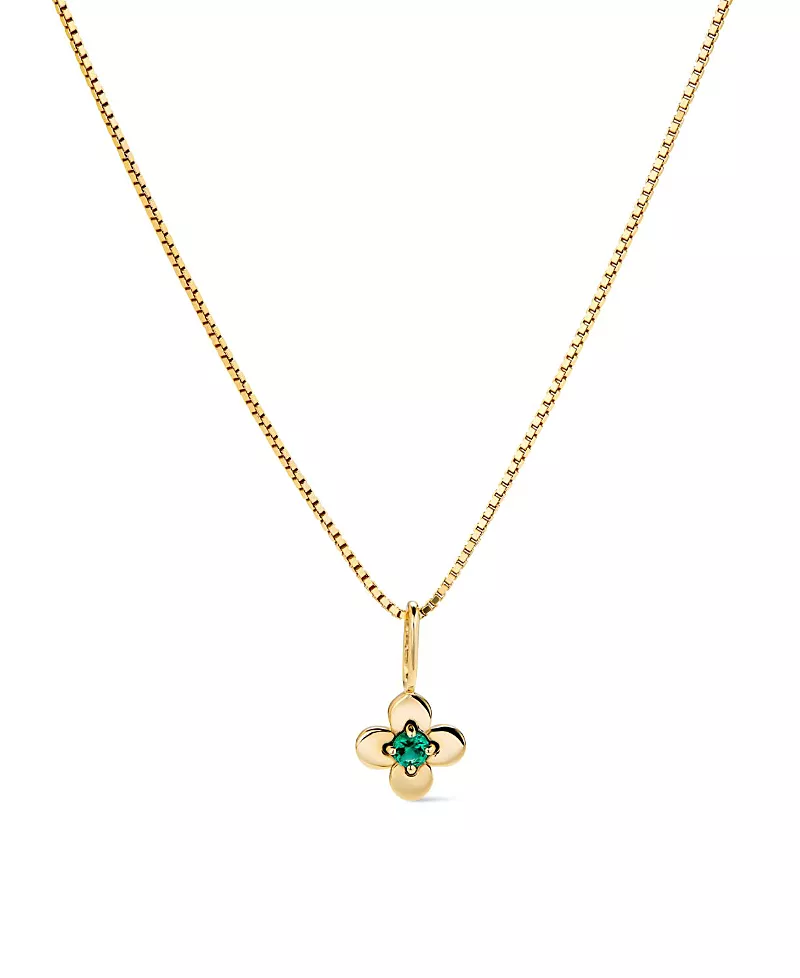 Ana Luisa Gold Pendant Emerald Flower Charm Necklace