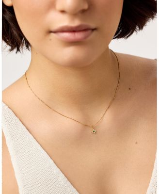  Gold Pendant Emerald Flower Charm Necklace