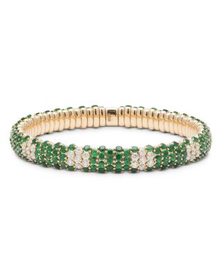 ZYDO - 18K Yellow Gold Tsavorite & Diamond Stretch Bracelet