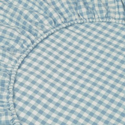  Gingham Linen Blend Fitted Sheet, Queen