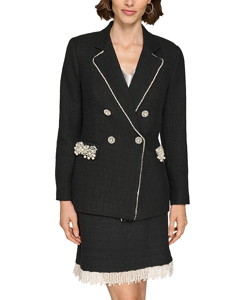 Karl Lagerfeld Paris Tweed Embellished Jacket