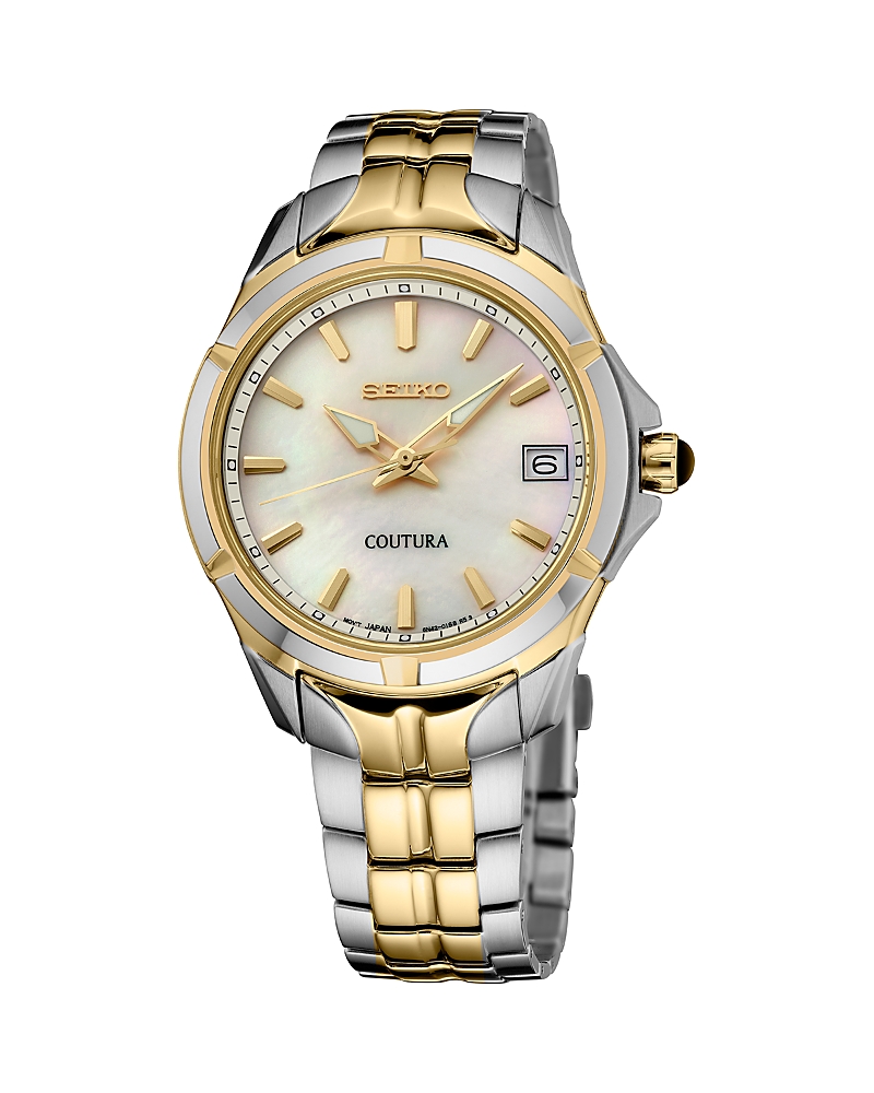 Seiko Watch Coutura Watch, 34mm In White/two Tone