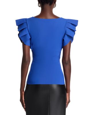 Ruffle Sleeve V Neck Top