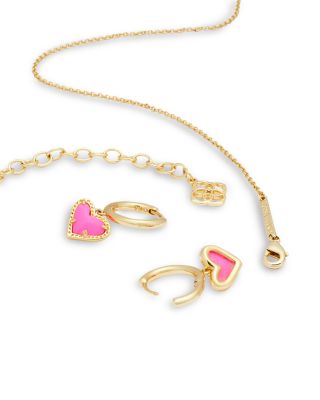 Kendra Scott - Ari Pink Heart Pendant Necklace & Matching Stud Earrings, Set of 2