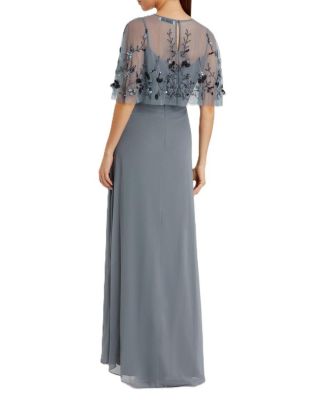 Sleeveless Gown with Embellished Cape