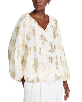 Tommy Bahama Shimmering Shores Tie Neck Blouse