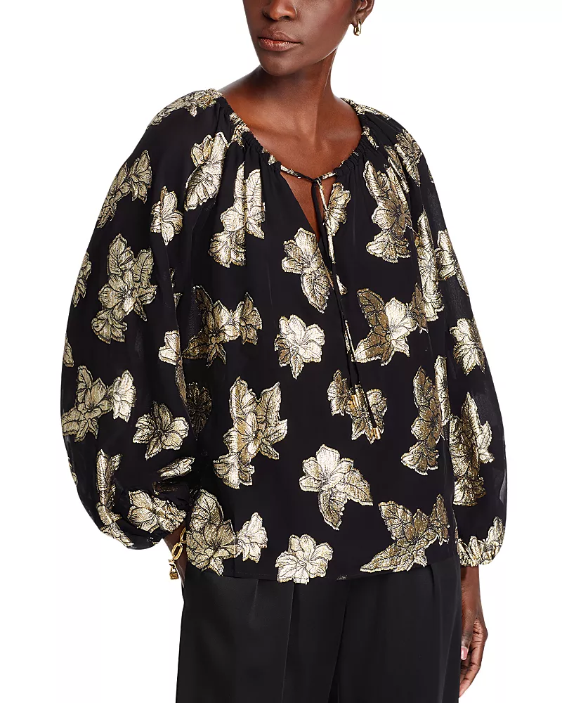 Tommy Bahama Shimmering Shores Tie Neck Blouse