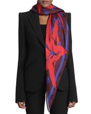 Lily & Classic Skull Silk Scarf