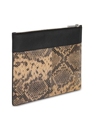 Una Snake Print Panel Pouch Zip Clutch