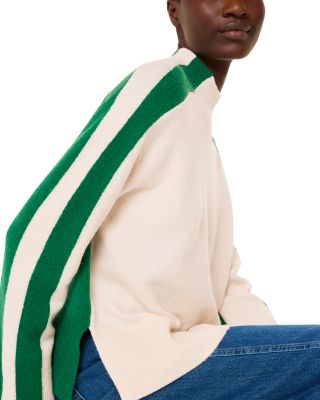 Color Blocked High Neck Knit Sweater