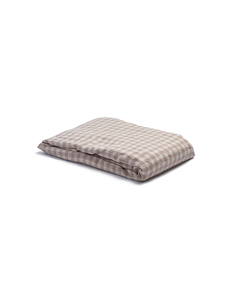 Piglet In Bed Gingham Linen Duvet Cover In Mushroom Gingham