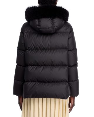 Laichefur Shearling Trim Hooded Down Jacket