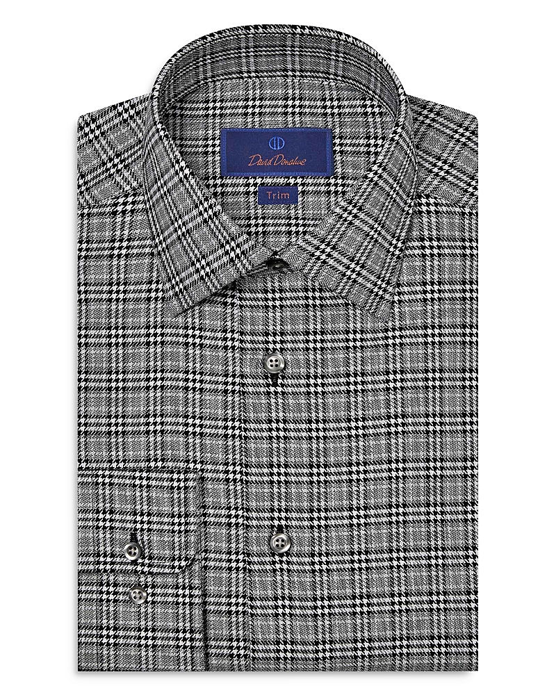 David Donahue Slim Fit Printed Dress Shirt In Black