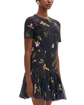 Oscar de la Renta - Orchid Pleated Skirt Mini Dress