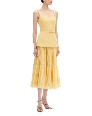 Sleeveless Square Neck Mixed Media Dress