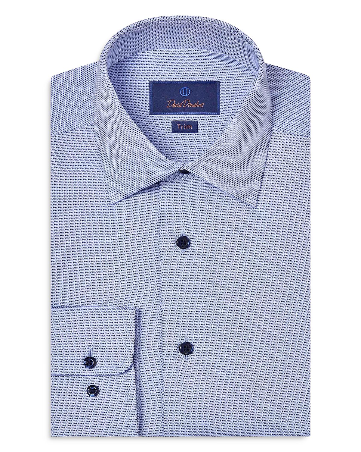 David Donahue Trim Fit Micro Geometric Dobby Dress Shirt