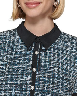 karl lagerfeld blue tweed dress KARL LAGERFELD Tweed A Line Dress in Blue