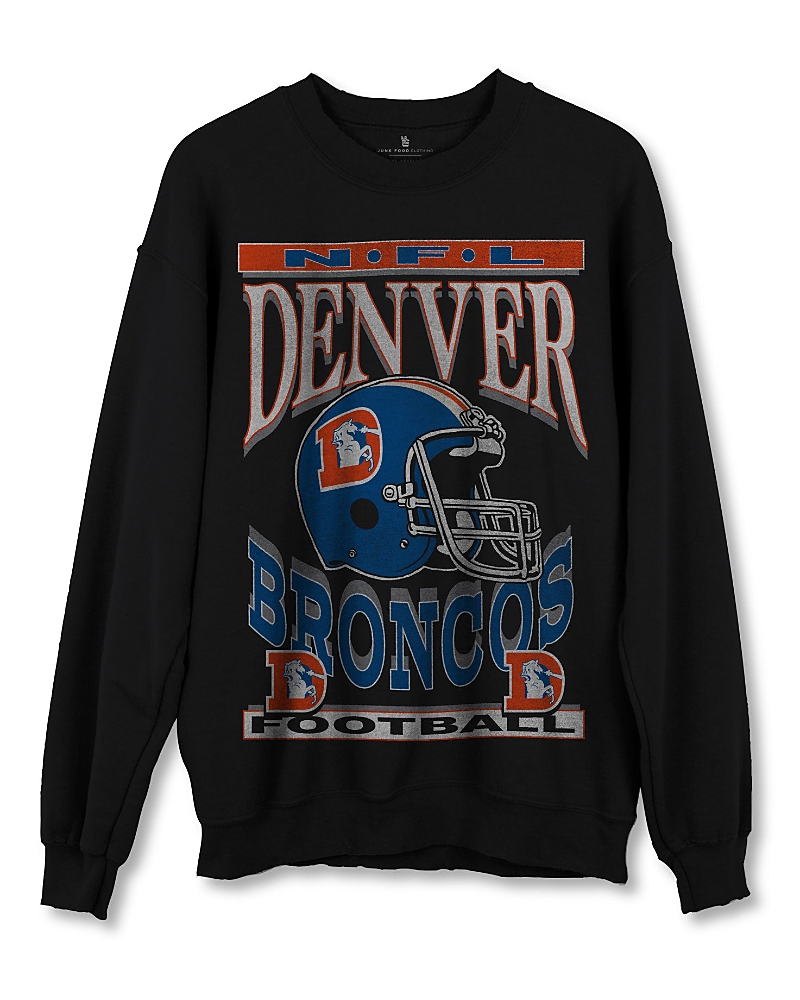 Junk Food Clothing Nfl Unisex Denver Broncos Helmet Flea Market Crew Fleece Sweatshirt In Denver Broncos