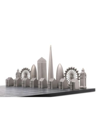 Chess Set Stainless Steel LONDON with London Map Board - Ages 14+ Years