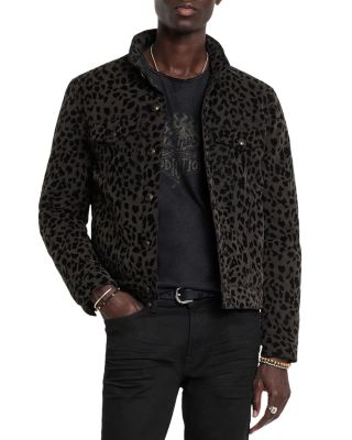 Tobi Animal Print Regular Fit Down Trucker Jacket 