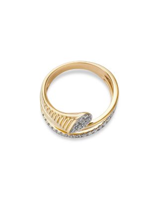 14K Yellow Gold Diamond Criss Cross Ring, 0.35 tcw