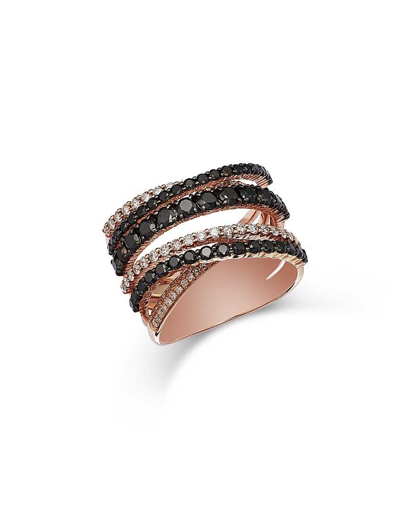 Bloomingdale’s Bloomingdale’s White & Black Diamond Crisscross Ring in 14K Rose Gold, 1.86 tcw